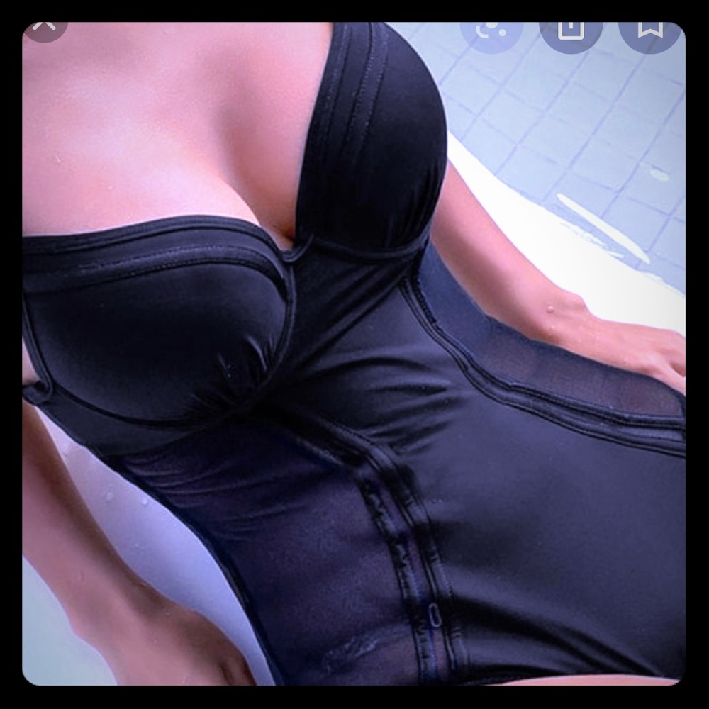 NWT Black Sheshow One-Piece with Sheer Sides